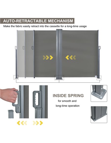 Outsunny Patio Retractable Double Side Awning Folding Privacy Screen Fence Privacy Wall Corner Divider Sun Shade Wind Screen Ind - pic 44657 | FastDaddyshop