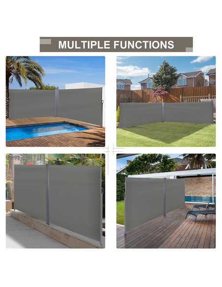 Outsunny Patio Retractable Double Side Awning Folding Privacy Screen Fence Privacy Wall Corner Divider Sun Shade Wind Screen Ind - pic 44659 | FastDaddyshop