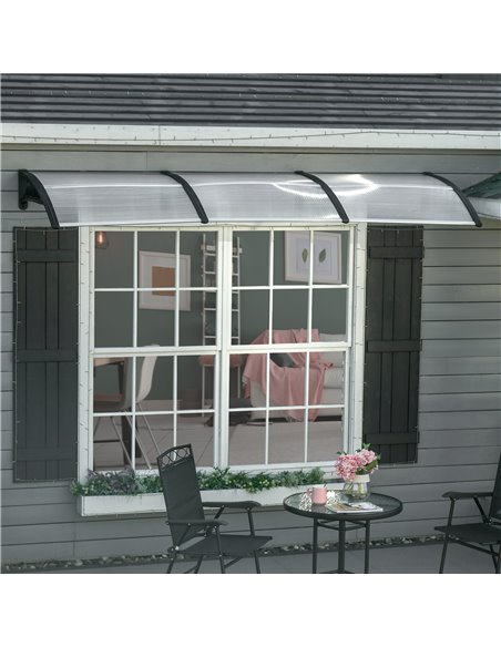 Outsunny Front Door Canopy, Outdoor Awning, 300 x 96cm Rain Shelter for Window, Porch and Front/Back Door, Clear B70-058V03BK - pic 44663 | FastDaddyshop