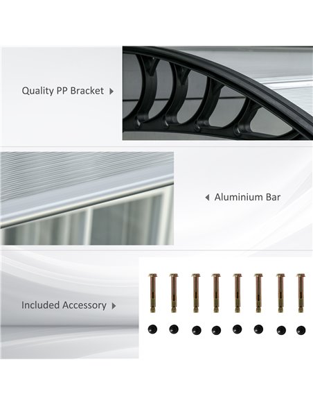 Outsunny Front Door Canopy, Outdoor Awning, 300 x 96cm Rain Shelter for Window, Porch and Front/Back Door, Clear B70-058V03BK - pic 44666 | FastDaddyshop