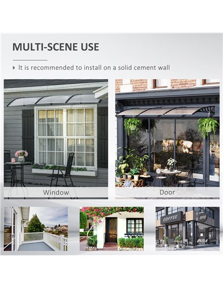 Outsunny Front Door Canopy, Outdoor Awning, 300 x 96cm Rain Shelter for Window, Porch and Front/Back Door, Clear B70-058V03BK - pic 44667 | FastDaddyshop