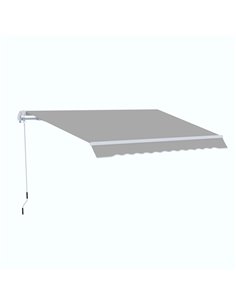 Outsunny 4x2.5m Retractable Manual Awning, Light Grey 840-177V01LG