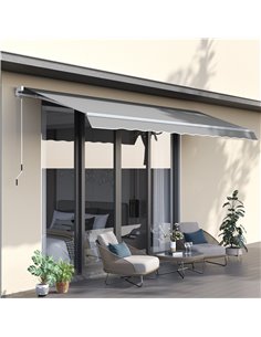 Outsunny 4x2.5m Retractable Manual Awning, Light Grey 840-177V01LG 2