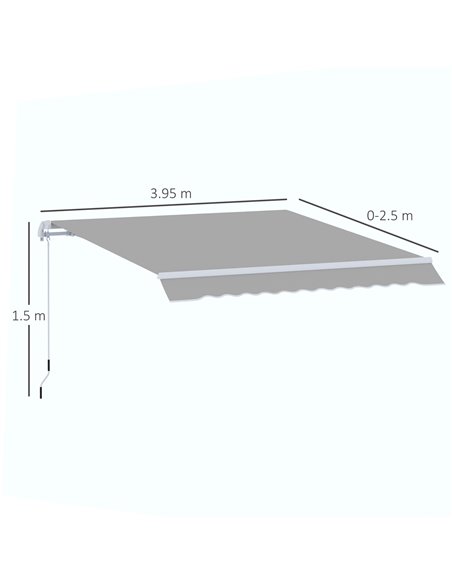 Outsunny 4x2.5m Retractable Manual Awning Window Door Sun Shade Canopy with Fittings and Crank Handle Light Grey 840-177V01LG - pic 44673 | FastDaddyshop