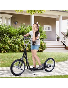 HOMCOM Teen Push Scooter Kids Children Stunt Scooter for 5+ Years with 16 Inches Wheels Adjustable Height Front Rear Dual Brakes