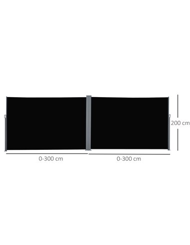 Outsunny 6 x 2m Retractable Sun Side Awning Screen Fence Patio Garden Wall Balcony Screening Panel Outdoor Blind Privacy Divider