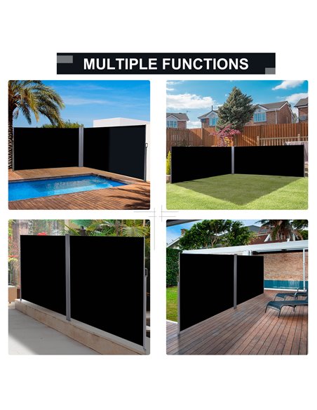 Outsunny 6 x 2m Retractable Sun Side Awning Screen Fence Patio Garden Wall Balcony Screening Panel Outdoor Blind Privacy Divider - pic 44694 | FastDaddyshop