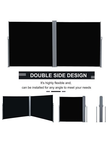 Outsunny 6 x 2m Retractable Sun Side Awning Screen Fence Patio Garden Wall Balcony Screening Panel Outdoor Blind Privacy Divider