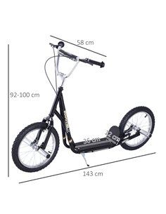 HOMCOM Teen Push Scooter Kids Children Stunt Scooter for 5+ Years with 16 Inches Wheels Adjustable Height Front Rear Dual Brakes 2