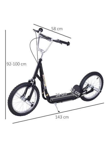 HOMCOM Teen Push Scooter Kids Children Stunt Scooter for 5+ Years with 16 Inches Wheels Adjustable Height Front Rear Dual Brakes - pic 4470 | FastDaddyshop