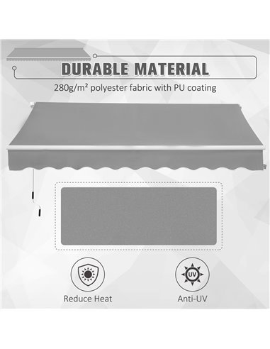 Outsunny Window Awning Canopy Garden Outdoor Shelter Patio Sun Shade UV Blocker Light Weight Aluminium Frame w/ Hand Crank 3 x 2