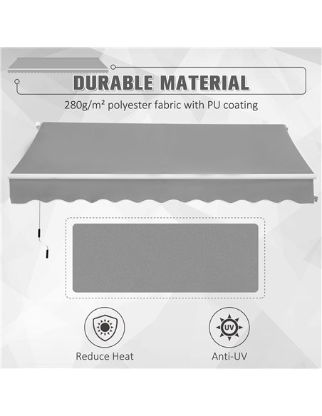 Outsunny Window Awning Canopy Garden Outdoor Shelter Patio Sun Shade UV Blocker Light Weight Aluminium Frame w/ Hand Crank 3 x 2 - pic 44701 | FastDaddyshop