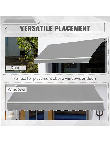 Outsunny Window Awning Canopy Garden Outdoor Shelter Patio Sun Shade UV Blocker Light Weight Aluminium Frame w/ Hand Crank 3 x 2