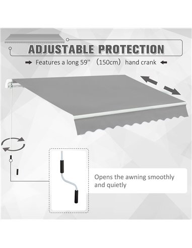 Outsunny Window Awning Canopy Garden Outdoor Shelter Patio Sun Shade UV Blocker Light Weight Aluminium Frame w/ Hand Crank 3 x 2