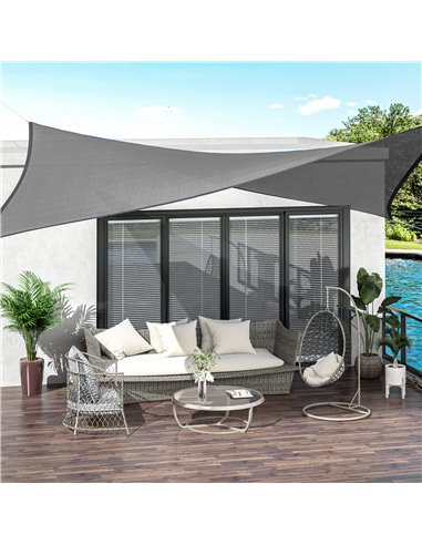 Outsunny 4 x 3m Sun Shade Sail Rectangle Canopy Awning, Charcoal Grey 840-233