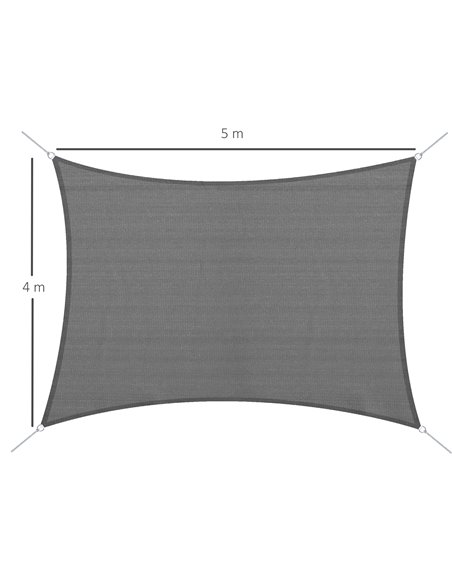 Outsunny 5 x 4m Sun Shade Sail Rectangle Canopy Awning, Charcoal Grey 840-233V01 - pic 44718 | FastDaddyshop