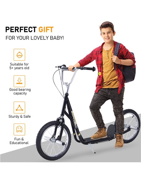 HOMCOM Teen Push Scooter Kids Children Stunt Scooter for 5+ Years with 16 Inches Wheels Adjustable Height Front Rear Dual Brakes - pic 4472 | FastDaddyshop