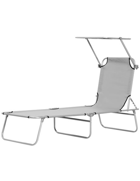 Outsunny Reclining Chair Folding Lounger Seat, Light Grey 84B-001LG - pic 44725 | FastDaddyshop