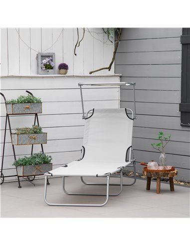 Outsunny Reclining Chair Folding Lounger Seat, Light Grey 84B-001LG
