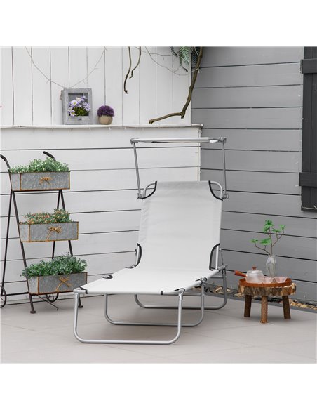 Outsunny Reclining Chair Folding Lounger Seat, Light Grey 84B-001LG - pic 44726 | FastDaddyshop