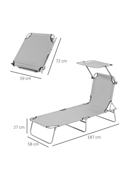 Outsunny Reclining Chair Folding Lounger Seat, Light Grey 84B-001LG - pic 44727 | FastDaddyshop