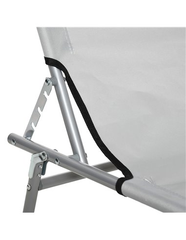 Outsunny Reclining Chair Folding Lounger Seat with Sun Shade Awning Beach Garden Outdoor Patio Recliner Adjustable, Light Grey 8
