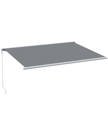 Outsunny 4 x 3 m Full Cassette Electric/Manual Retractable Awning, Grey 840-246V70GY - pic 44734 | FastDaddyshop