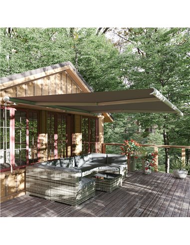Outsunny 4 x 3 m Full Cassette Electric/Manual Retractable Awning, Grey 840-246V70GY