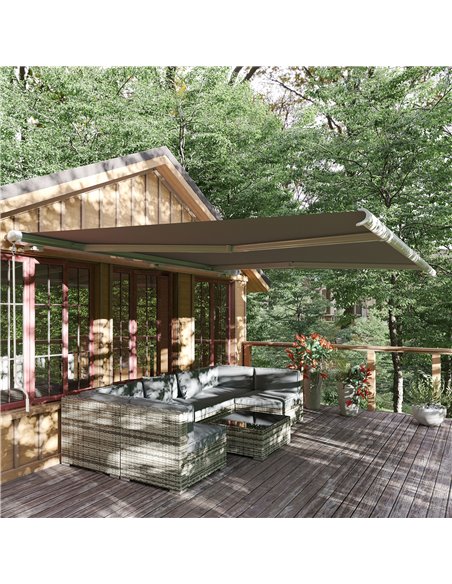 Outsunny 4 x 3 m Full Cassette Electric/Manual Retractable Awning, Grey 840-246V70GY - pic 44735 | FastDaddyshop