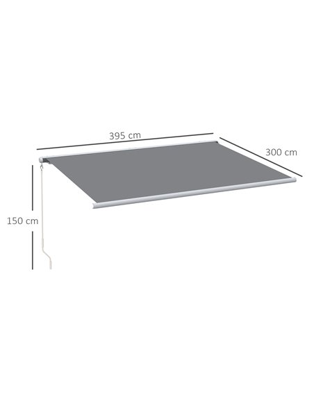 Outsunny 4 x 3 m Full Cassette Electric/Manual Retractable Awning, Grey 840-246V70GY - pic 44736 | FastDaddyshop