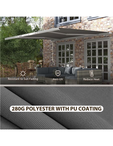 Outsunny 4 x 3 m Full Cassette Electric/Manual Retractable Awning, Sun Canopies for Patio Door Window with Remote Controller, Gr - pic 44739 | FastDaddyshop