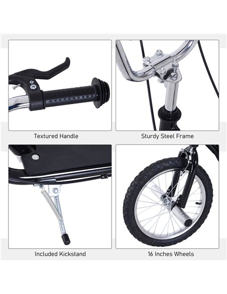 HOMCOM Teen Push Scooter Kids Children Stunt Scooter for 5+ Years with 16 Inches Wheels Adjustable Height Front Rear Dual Brakes - pic 4474 | FastDaddyshop