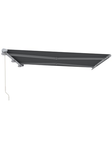 Outsunny 4 x 3 m Full Cassette Electric/Manual Retractable Awning, Sun Canopies for Patio Door Window with Remote Controller, Gr
