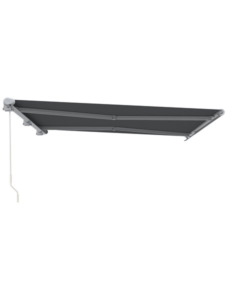 Outsunny 4 x 3 m Full Cassette Electric/Manual Retractable Awning, Sun Canopies for Patio Door Window with Remote Controller, Gr - pic 44742 | FastDaddyshop