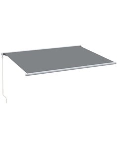 Outsunny 4 x 3 m Full Cassette Electric/Manual Retractable Awning, Grey 840-246V71GY