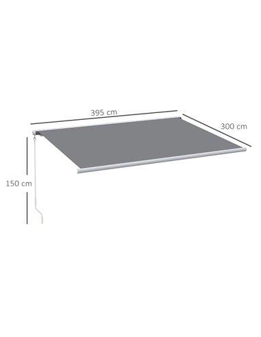 Outsunny 4 x 3 m Full Cassette Electric/Manual Retractable Awning, Grey 840-246V71GY