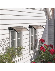 Outsunny 100 x 75cm AluminiumCurved Window Door Canopy, Brown B70-011V01BN 2