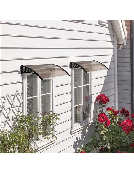 Outsunny 100 x 75cm AluminiumCurved Window Door Canopy, Brown B70-011V01BN - pic 44753 | FastDaddyshop