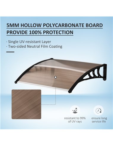 Outsunny 100 x 75cm AluminiumCurved Window Door Canopy, Brown B70-011V01BN