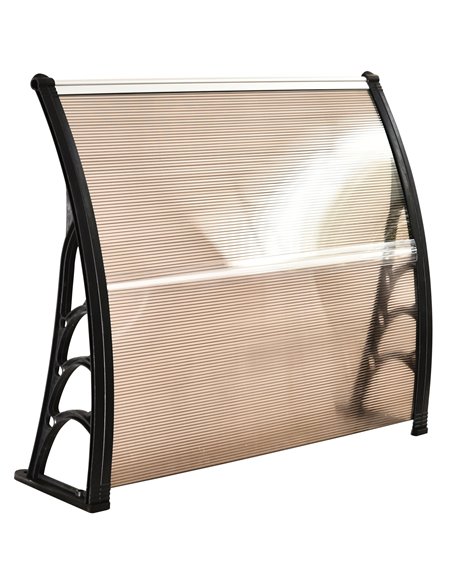 Outsunny Curved Window Door Canopy Aluminium Rigid Plastic Polycarbonate Fixed Outdoor Awning Modern Design UV Water Rain Resist - pic 44756 | FastDaddyshop