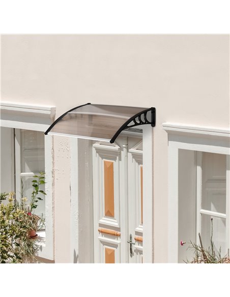 Outsunny Curved Window Door Canopy Aluminium Rigid Plastic Polycarbonate Fixed Outdoor Awning Modern Design UV Water Rain Resist - pic 44760 | FastDaddyshop