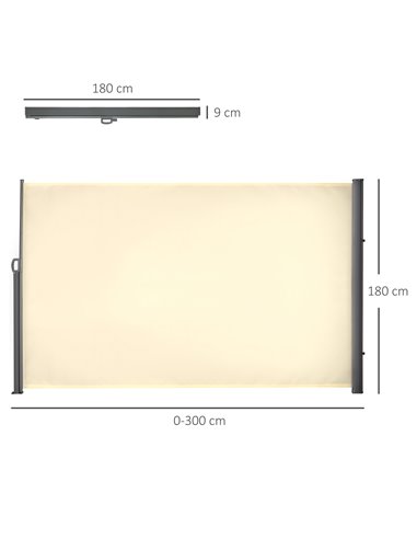 Outsunny 3x1.8M Retractable Sun Side Awning, Cream White 840-196V04CW