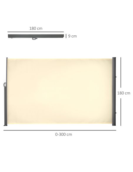 Outsunny 3x1.8M Retractable Sun Side Awning, Cream White 840-196V04CW - pic 44763 | FastDaddyshop