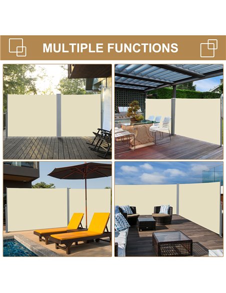 Outsunny Retractable Sun Side Awning Screen Fence Patio Garden Wall Balcony Screening Panel Outdoor Blind Privacy Divider (3x1.8 - pic 44766 | FastDaddyshop