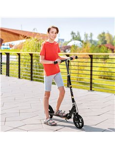 HOMCOM Kids Scooter, Toddler Foldable Kick Scooter with Adjustable Height Brake for Boys and Girls 7-14 Years, Black