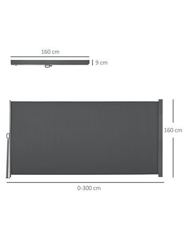 Outsunny 3x1.6M Retractable Sun Side Awning, Grey 840-196V05GY