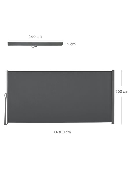 Outsunny 3x1.6M Retractable Sun Side Awning, Grey 840-196V05GY - pic 44781 | FastDaddyshop