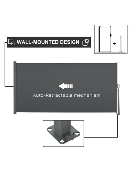 Outsunny Retractable Sun Side Awning Screen Fence Patio Garden Wall Balcony Screening Panel Outdoor Blind Privacy Divider (3x1.6 - pic 44782 | FastDaddyshop