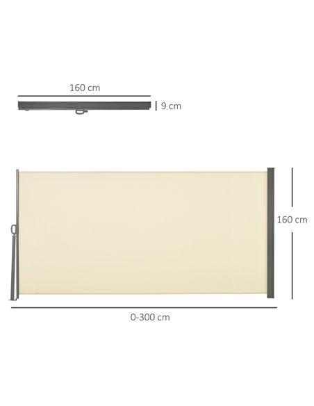Outsunny 3x1.6M Retractable Sun Side Awning, Cream White 840-196V05CW - pic 44790 | FastDaddyshop