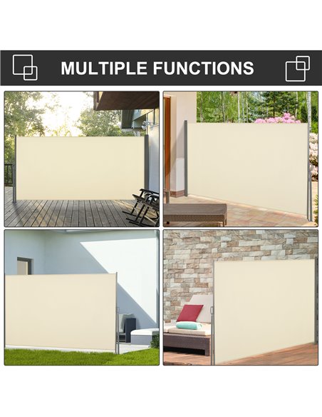 Outsunny Retractable Sun Side Awning Screen Fence Patio Garden Wall Balcony Screening Panel Outdoor Blind Privacy Divider (3x1.6 - pic 44793 | FastDaddyshop